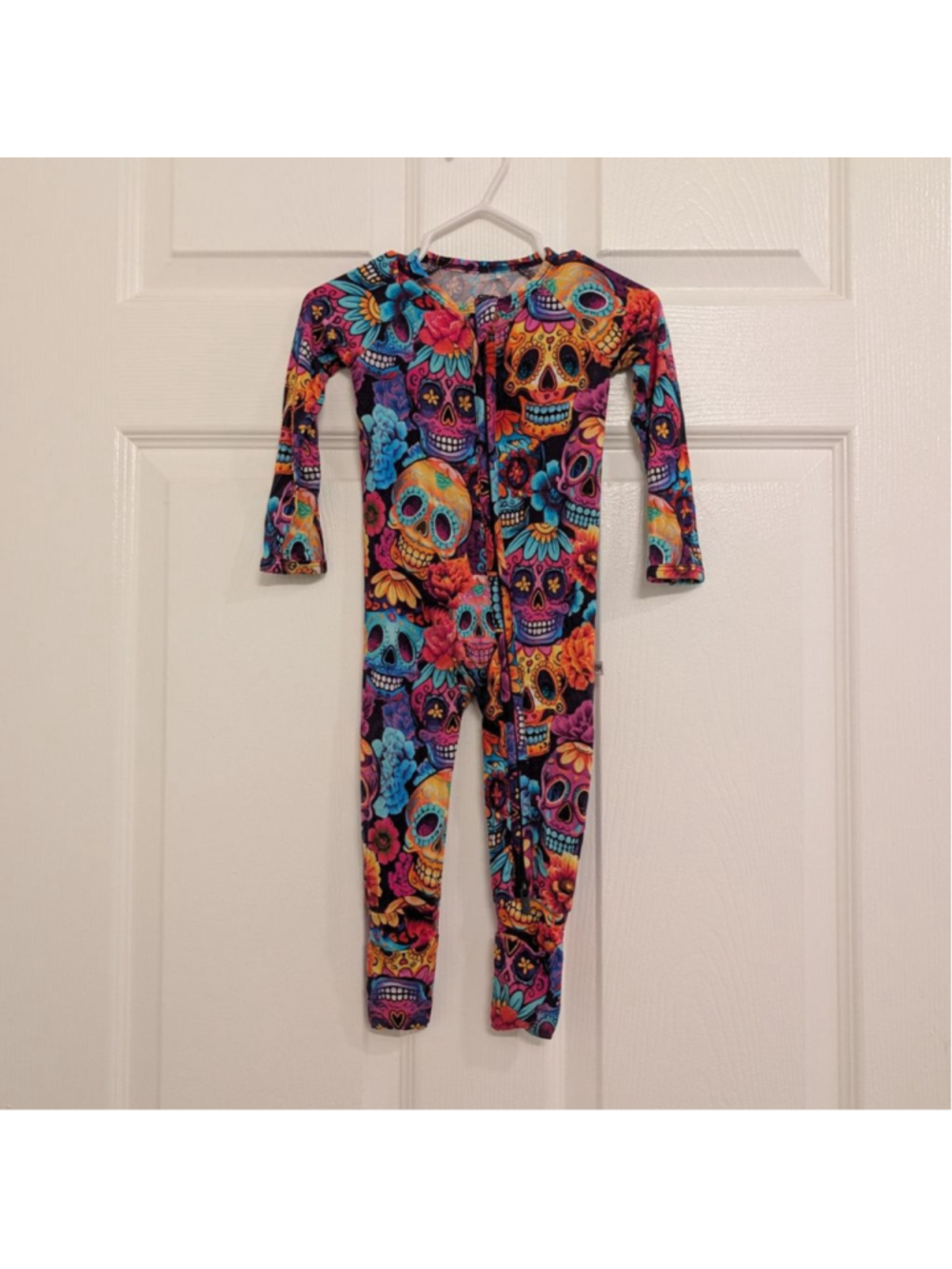 Baby Bamboo Bums & Roses Footies 6-9 Months Black Multicolor Skull Calacas Coco